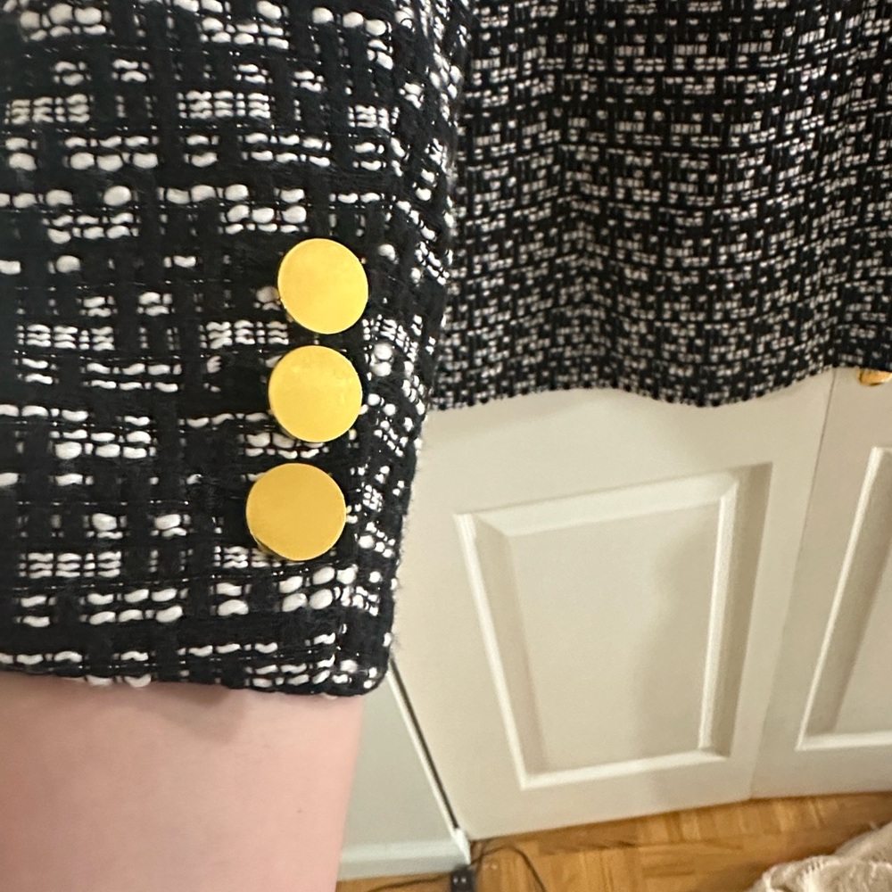 NWT! Anthropologie Maeve Black & White Blazer with gold details - Picture 5 of 11